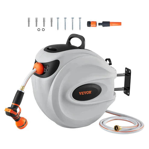 Auto-Retract Garden Hose Reel - Heavy Duty 300lbs Pull, Tangle-Free Design with Quick-Store Tech