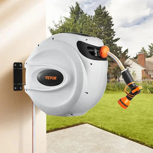 Auto-Retract Garden Hose Reel - Heavy Duty 300lbs Pull, Tangle-Free Design with Quick-Store Tech