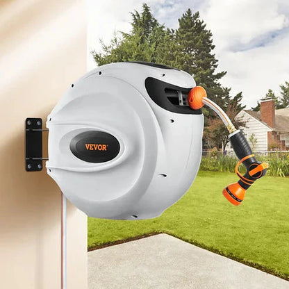 Auto-Retract Garden Hose Reel - Heavy Duty 300lbs Pull, Tangle-Free Design with Quick-Store Tech